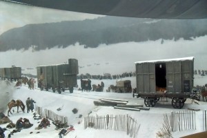 Bourbaki Panorama, Faux Terrain con un vero vagone dell'epoca